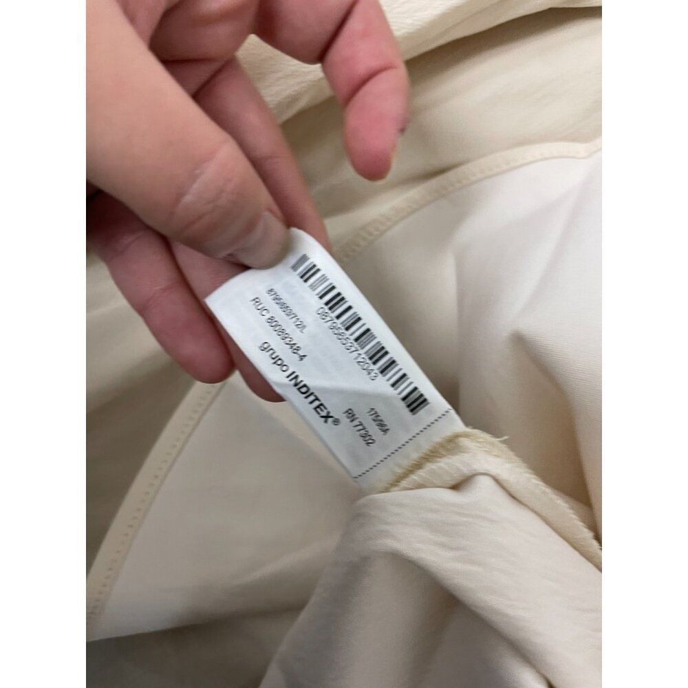Zara Womens Mini Dress Large Ecru Cream Polo Collared Topstitch 8795/653 NWT - Picture 8 of 16